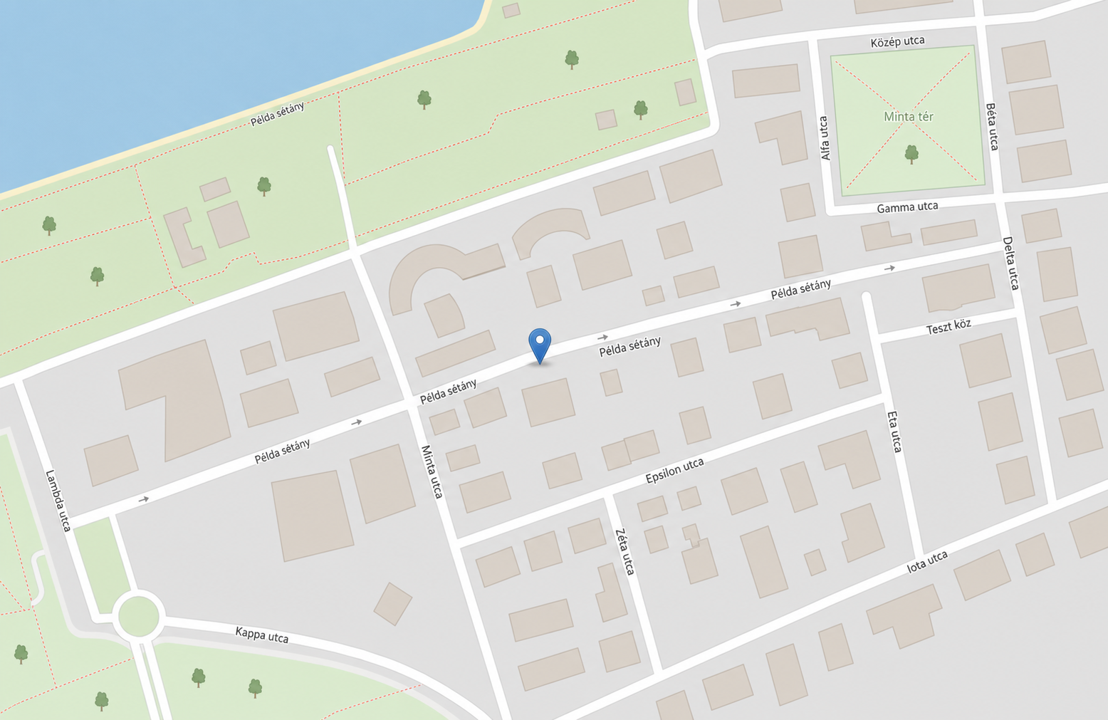 Servora munkaidő GPS-helyszínének anonim térképes előnézete